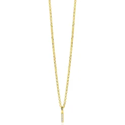 ZINZI gold plated zilveren letter hanger I bezet met witte zirkonia's ZIH2828-I (zonder ketting)