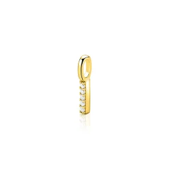 ZINZI gold plated zilveren letter hanger I bezet met witte zirkonia's ZIH2828-I (zonder ketting)