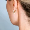 ZINZI gold plated zilveren luxe oorringen driehoeksvorm 16x3mm ZIO2318G