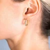 ZINZI gold plated zilveren luxe oorringen 15x2mm rechthoekig met witte zirconia's ZIO2221Y