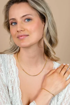 ZINZI gold plated zilveren massieve koningsschakel armband (2mm breed) 17-20cm ZIA2846G