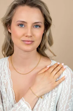 ZINZI gold plated zilveren massieve koord ketting (2,6mm breed) 42-45cm ZIC2844G