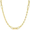 ZINZI gold plated zilveren marine schakel ketting, gecombineerd met grotere ovale schakels 42-45cm ZIC2413G