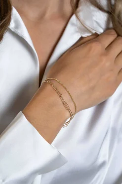 ZINZI gold plated zilveren multi-look armband met gourmet en paperclip schakels ZIA2367G