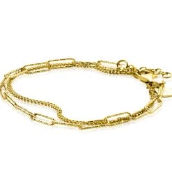 ZINZI gold plated zilveren multi-look armband met gourmet en paperclip schakels ZIA2367G