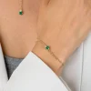 ZINZI gold plated zilveren multi-look armband met ovale en jasseron schakels, met ronde groene kleursteen in vierpootszetting 17-19cm ZIA2660G