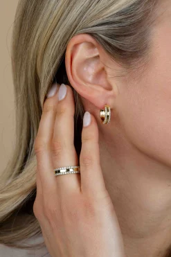 ZINZI goldplated zilveren multi-look ring drie banen, buitenste bezet met witte zirconia's ZIR2445Y