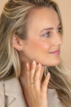 ZINZI goldplated zilveren multi-look ring, waarbij een baan is bezet met witte zirkonia's ZIR2818