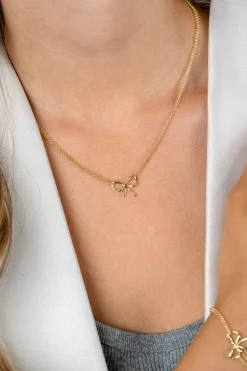 ZINZI gold plated zilveren multi-look ketting met sierlijke strik 40-43cm ZIC2677