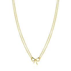 ZINZI gold plated zilveren multi-look ketting met sierlijke strik 40-43cm ZIC2677