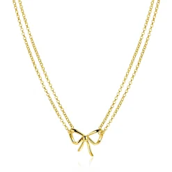 ZINZI gold plated zilveren multi-look ketting met sierlijke strik 40-43cm ZIC2677