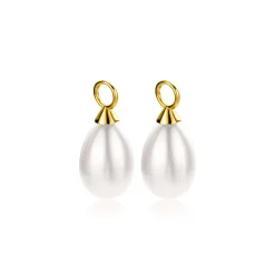 ZINZI gold plated zilveren oorbedels parel peervorm 15mm wit ZICH355WG (zonder oorringen)