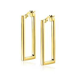 ZINZI gold plated zilveren oorringen 30mm in rechthoek vorm buisdikte 2mm ZIO2337G