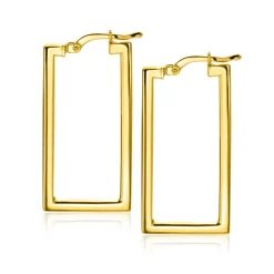 ZINZI gold plated zilveren oorringen 30mm in rechthoek vorm buisdikte 2mm ZIO2337G