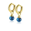 ZINZI gold plated zilveren oorbedels parels blauw 6mm ZICH1749BG (zonder oorringen)