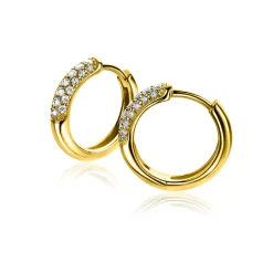 ZINZI gold plated zilveren oorringen  14 x 3mm witte zirconia's ZIO660G