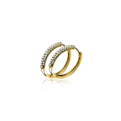 ZINZI gold plated zilveren oorringen  14 x 3mm witte zirconia's ZIO660G