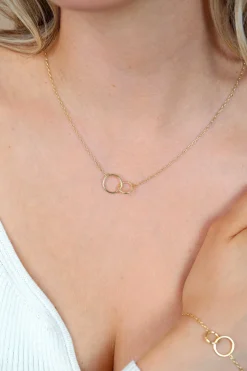 ZINZI gold plated zilveren paperclip schakel ketting met ronde vormen 42-45cm ZIC2275G