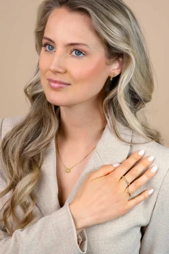 ZINZI gold plated zilveren ring met roosvorm (4mm), bezet met een witte zirkonia ZIR2872Y