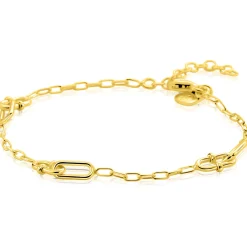 ZINZI gold plated zilveren schakelarmband met paperclip schakels en dubbele geknoopte schakels ZIA2798