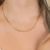 ZINZI gold plated zilveren schakelketting 45cm met vijf gladde ronde staafjes ZIC2800G