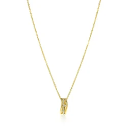 ZINZI gold plated zilveren schakelketttinkje met multi-look hanger (16mm) in golvend design 45-48cm ZIC2685