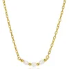ZINZI gold plated zilveren schakelketting met drie witte natuurlijk gevormde zoetwaterparels in het midden 42-45cm ZIC2643