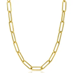 ZINZI gold plated zilveren schakelketting 45cm met schakels van 7mm lang ZIC2533G