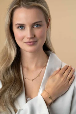ZINZI gold plated zilveren schakelketting met gourmet en paperclip schakels en bolletjes 40-45cm ZIC2521G