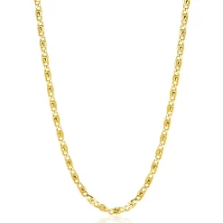 ZINZI gold plated zilveren scroll schakelketting, waarbij de schakels een dubbele krul/kronkeling maken 42-45cm ZIC2479G