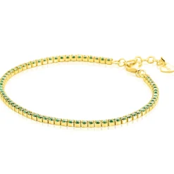 ZINZI gold plated zilveren tennis armband 2,1mm breed met rijzetting smaragdgroene zirkonia's ZIA2892G