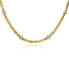 ZINZI gold plated zilveren vierkante schakel ketting 6mm breed afwisselend bezet met witte zirkonia's 45cm ZIC2678Y