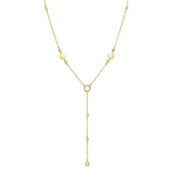 ZINZI gold plated zilveren Y-collier 45cm met glimmende ronde elementen en bezet met fonkelende witte zirkonia's ZIC2909