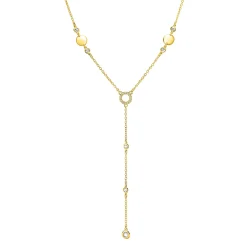 ZINZI gold plated zilveren Y-collier 45cm met glimmende ronde elementen en bezet met fonkelende witte zirkonia's ZIC2909