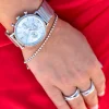 ZINZI horloge CHRONOGRAPH 36mm stopwatch zilverkleurige wijzerplaat, stalen kast met crystals, stalen mesh band 18mm ZIW1602