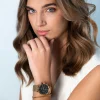 ZINZI horloge CHRONOGRAPH 34mm zwarte wijzerplaat met datum en chronometers, geelgoudkleurige stalen kast, geelgoudkleurige stalen mesh band 18mm ZIW1543