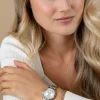 ZINZI Iconic horloge 30mm met datum, gekartelde rand, zilverkleurige wijzerplaat en stalen schakelband ZIW2202