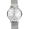 ZINZI Lady horloge zilvergekleurde wijzerplaat en kast stalen mesh band 28mm extra dun ZIW602M