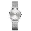 ZINZI Retro Mini horloge zilvergekleurde wijzerplaat, zilverkleurige kast en stalen mesh band, 24mm extra dun ZIW1802
