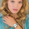 ZINZI Roman horloge zilvergekleurde wijzerplaat en kast stalen mesh band 34mm extra dun ZIW502M