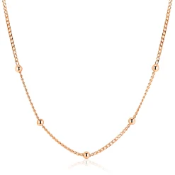 ZINZI rosé-plated zilveren gourmet ketting met vijf bolletjes 42–45cm ZIC2714R