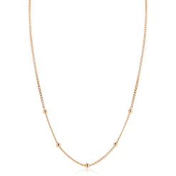ZINZI rosé-plated zilveren gourmet ketting met vijf bolletjes 42–45cm ZIC2714R