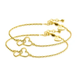 ZINZI set van 2 gold-plated zilveren armbanden met 2 verbonden hartjes 17,5-19,5cm ZIA2513G-SET