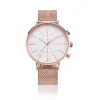 ZINZI Traveller horloge witte wijzerplaat en roségoudkleurige kast stalen mesh band roségoudkleurig 39mm dual time ZIW708M