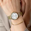 ZINZI Twenty horloge met zilverkleurige wijzerplaat, geelgoudkleurige kast 34mm en stalen meshband ZIW2033