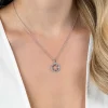 ZINZI zilveren anker ketting met luxe klaver hanger (15mm) rondom bezet met witte zirconia's 45-48cm ZIC2617