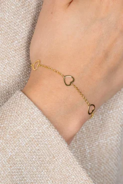 ZINZI zilveren armband geel verguld hart 17-20cm ZIA1188G