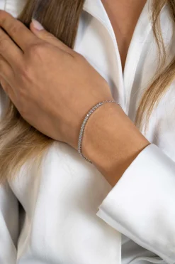 ZINZI zilveren armband, in het midden bezet met 21 witte zirconia's 16-19cm ZIA2370