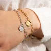 ZINZI zilveren armband 14K geel verguld paperclip schakel rond plaatje ZIA2166G