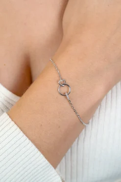 ZINZI zilveren armband met drie verbonden schakels en witte zirconia's ZIA2811